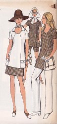 7824 VOGUE 1970 SHORT SLEEVE A- TOP,  SHORTS, PANTS PATTERN 16 1/2 39''B UNCUT